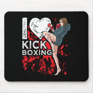 Frauen Mädchen Kickboxerin Ich liebe Kickboxen Mousepad