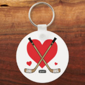 Frauen-Mädchen-Liebe Heart Hockey Sticks Schlüsselanhänger (Vorderseite)