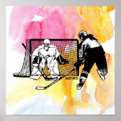 Frauen Mädchen schießen auf Wasserfarbe des Hockey Poster (Vorne)