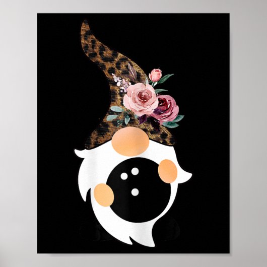 Frauen Mädchen Süße Bowling- und Gnom mit Leopard Poster (Vorne)