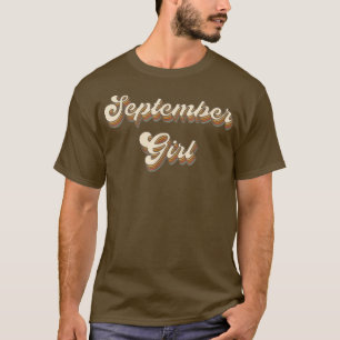 Frauen Mädchen Vintag Boho September Girl Niedlich T-Shirt