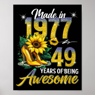Frauen made in 1977 Vintage 49. Geburtstag floral Poster
