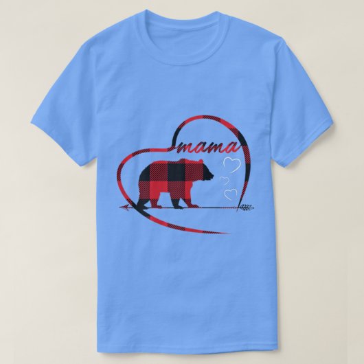 Frauen Mama Bear Buffalo Karierter Kurzschläfchen T-Shirt (Design vorne)