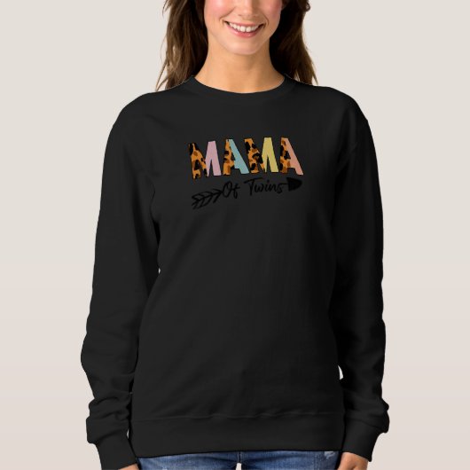 Frauen Mama von Twins Leopard Mama Groovy Schwange Sweatshirt (Vorderseite)