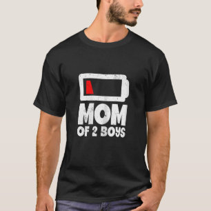 Frauen Mama von zwei Jungen Batterien Niedrigmütte T-Shirt
