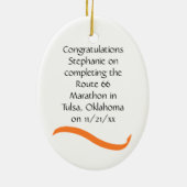 Frauen-Marathon-Läufer-Verzierung in der Orange Keramik Ornament (Hinten)