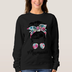 Frauen Mawmaw Life Messy Hair Bun Floral Women Mot Sweatshirt