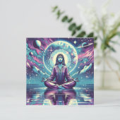 Frauen meditieren Spirituelle Kunst Karte (Stehend Vorderseite)