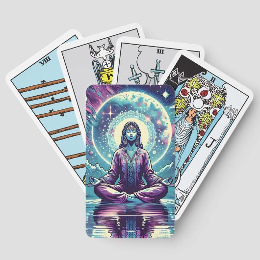 Frauen meditieren Spirituelle Kunst Spielkarten (Rückseite)