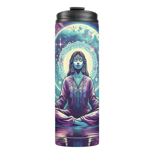 Frauen meditieren Spirituelle Kunst Thermosbecher (Vorderseite)