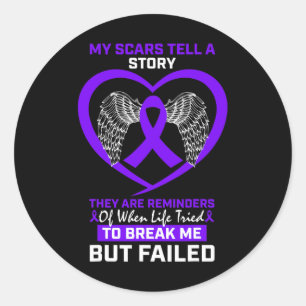Frauen meine Narben erzählen eine Lila Fibromyalgi Runder Aufkleber