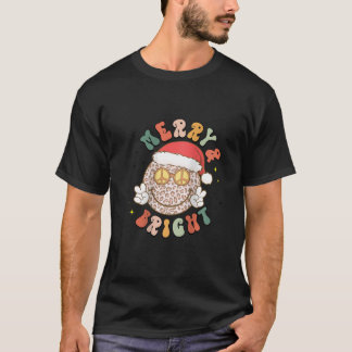 Frauen Merry Bright Leopard Pattern Smile Face San T-Shirt
