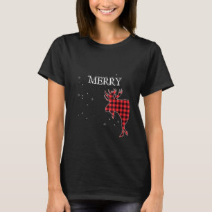 Frauen Merry Moose Buffalo Karierte Funny Paares T-Shirt