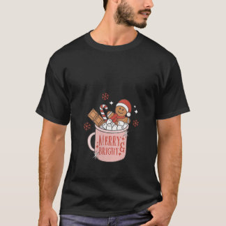 Frauen Merry und Bright Gingerbread Hat Santa Hot T-Shirt