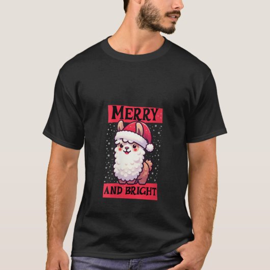 Frauen, Merry und Bright, Niedlicher Llama in eine T-Shirt (Vorderseite)