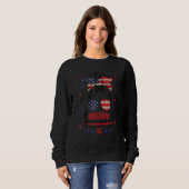 Frauen Messy Bun 4. Juli Patriotic Af schwanger Sweatshirt (Vorne ganz)