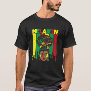 Frauen Messy Bun Black Afro Girl Junenth Melanin B T-Shirt