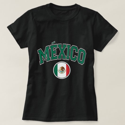 Frauen Mexiko Varsity Circle Flag Green Text T-Shirt (Design vorne)