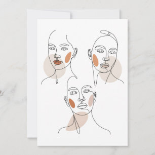 Frauen Minimalistische Linienkunst Gesichter Einladung