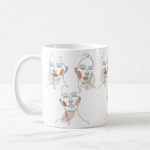 Frauen Minimalistische Linienkunst Gesichter Kaffeetasse