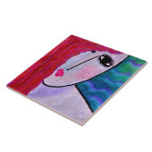 Frauen mit Abstraktem, digitalem Bild vom Roten Ha Fliese (Seite)