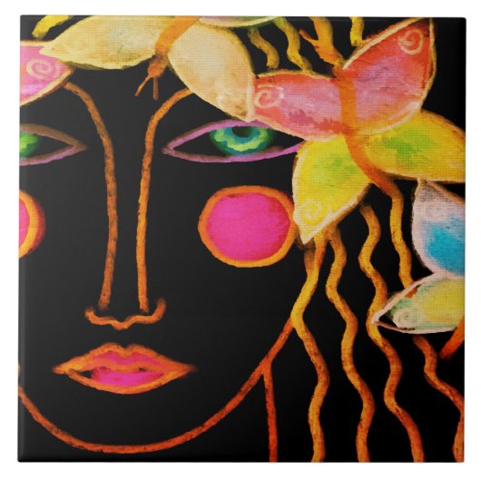 Frauen mit Abstrakter Kunst Fliese (Vorderseite)