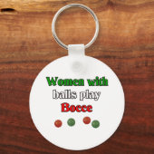 Frauen mit Balls spielen Boccia Schlüsselanhänger (Vorderseite)