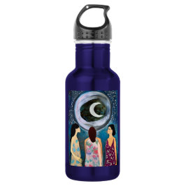 Frauen mit Blick auf die Mondkunst Edelstahlflasche