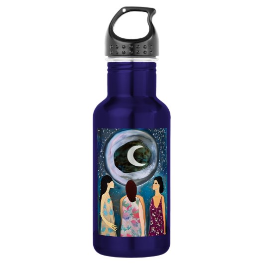 Frauen mit Blick auf die Mondkunst Edelstahlflasche (Vorderseite)