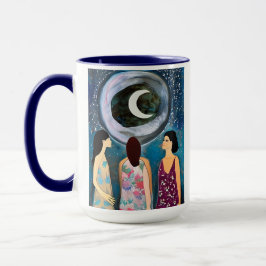Frauen mit Blick auf die Mondkunst Tasse