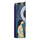 Frauen mit Blick auf die Mondkunst Thermosbecher (Nach links gedreht)