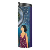 Frauen mit Blick auf die Mondkunst Thermosbecher (Nach rechts gedreht)