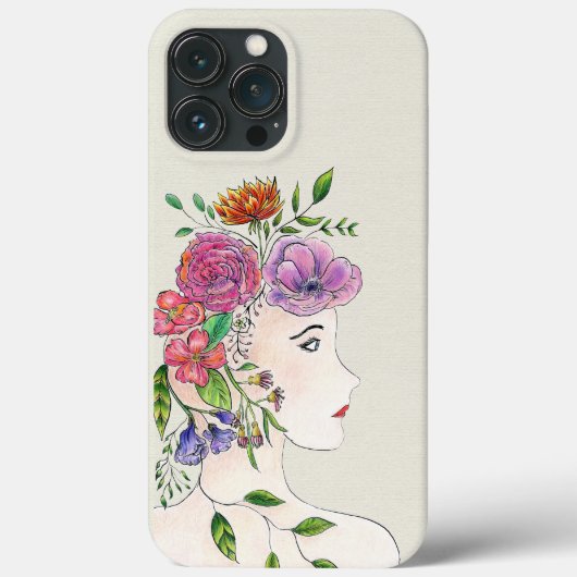 Frauen mit Blume-Illustration Case-Mate iPhone Hülle (Rückseite)