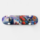 Frauen mit Blumenhaar konfrontiert Skateboard (Horizontal)