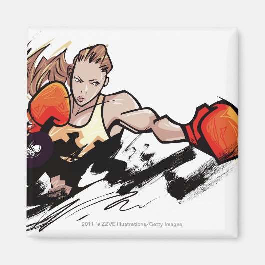Frauen mit Boxhandschuh Magnet (Vorne)