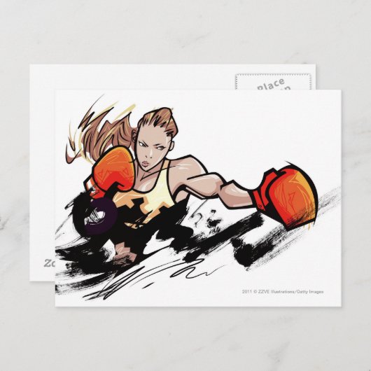 Frauen mit Boxhandschuh Postkarte (Vorne/Hinten)