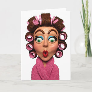 Frauen mit Curlers Karte