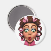 Frauen mit Curlers Magnet (Vorderseite/Rückseite)