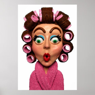 Frauen mit Curlers Poster