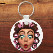 Frauen mit Curlers Schlüsselanhänger (Vorderseite)