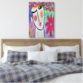 Frauen mit den Sommer-Blume Abstrakte digitale Kun Leinwanddruck (Insitu (Schlafzimmer))