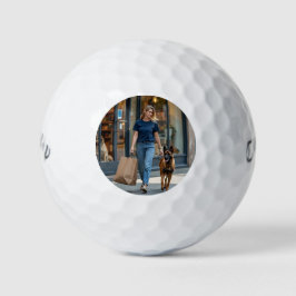 Frauen mit dunkelblauem runden Nackenbein-T - Shir Golfball