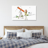 Frauen mit einem Astronomie-Teleskop Leinwanddruck (Insitu (Schlafzimmer))