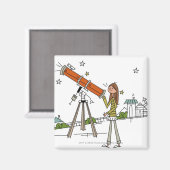 Frauen mit einem Astronomie-Teleskop Magnet (Vorderseite/Rückseite)