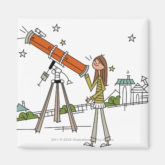 Frauen mit einem Astronomie-Teleskop Magnet (Vorne)