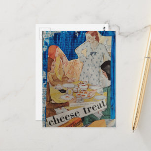 Frauen mit einem Käsegericht in 1930er Collage Postkarte