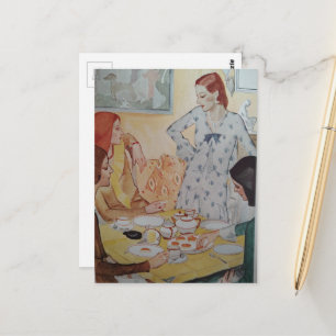 Frauen mit einem Käsehors d'oeuvre im Jahr 1930  Postkarte