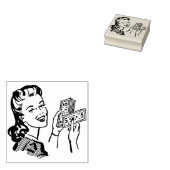 Frauen mit Geld Vintage Comic Cartoon Kunst Gummistempel (Stempel)