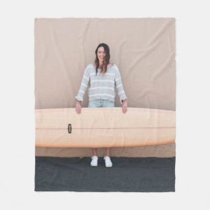 Frauen mit grauem und weißem Streifen, lang Ärme Fleecedecke