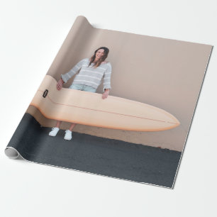 Frauen mit grauem und weißem Streifen, lang Ärmeln Geschenkpapier